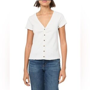 NWT UNIONBAY Women's Maris Rib Knit Button Front V-Neck Top